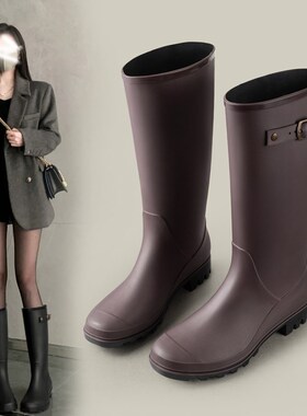 英伦高筒雨鞋女款2025新款夏季胶鞋防水防滑水R鞋加绒套鞋长筒雨