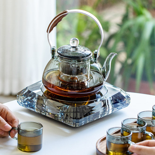 水晶电陶炉煮茶器耐热蒸煮茶壶家用办F公泡茶玻璃提梁壶高档煮茶