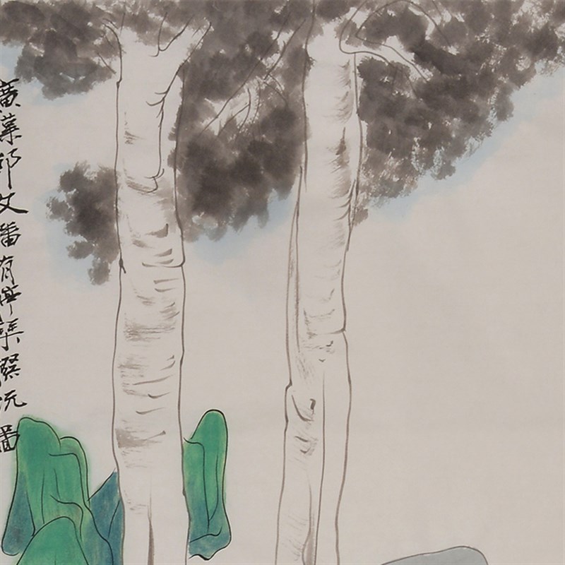 名画作家张大千纯手绘装饰画国画水墨画人物画客厅画图片