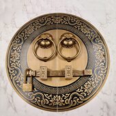 门锁纯铜拉手仿古圆形黄铜明老式 大门门实木插销环木门栓门栓中式