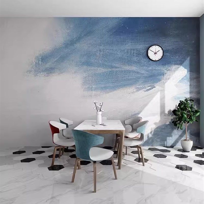 北欧艺术抽d象油画涂鸦壁纸壁画客厅电视背景墙纸个性沙发卧室墙