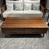 号风茶几极简原木家具四抽格馆米1.4全实木乌金木13简约