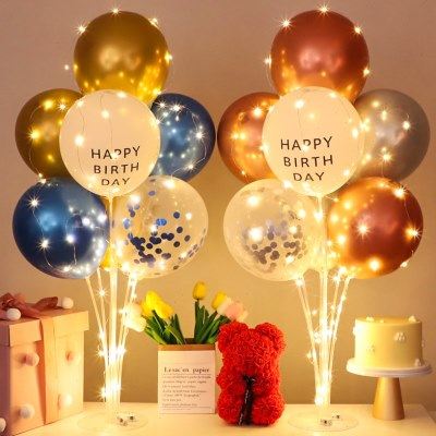 网红生日快乐桌飘气球装饰儿童周岁派对桌面摆件支架场景布置,节庆用品/礼品,发光气球,淘宝优惠券,粉丝福利购,淘宝优惠卷