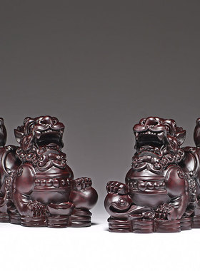 黑檀木雕貔貅摆件实木大号一对工艺礼品摆饰客厅家居办公室装饰开