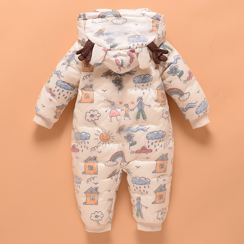 女宝婴儿连体羽绒服宝宝羽绒连体衣加厚幼童羽绒外出爬服冬季男宝