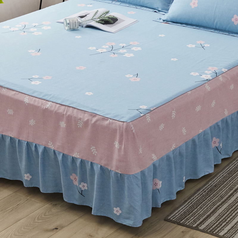 韩版全棉床裙式床罩单件纯棉田园风1.2米1.5m1.8x2.0床单床套防滑