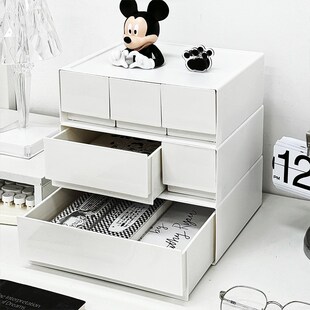 收纳盒抽b屉式学生宿舍桌上放笔文具可叠放整理盒办公室杂物整理