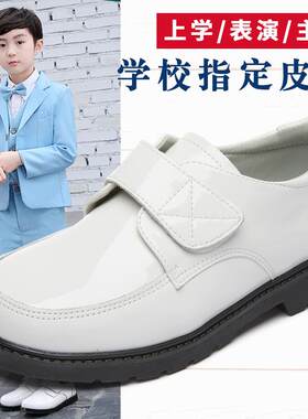 男童白色皮鞋演出软m底英伦学生黑色儿童单鞋大童男孩表演2024新