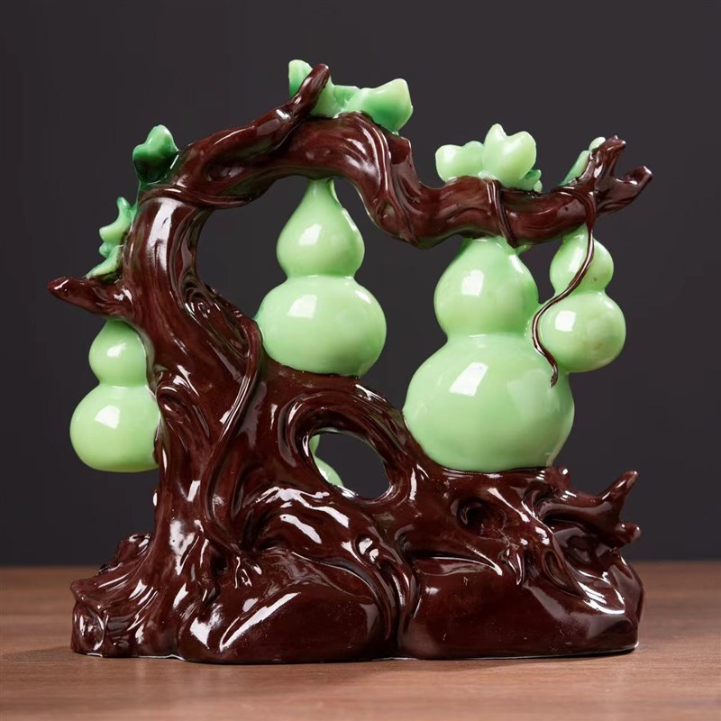 五福临门招财玉葫芦摆件乔迁新居礼品客厅酒柜玄关办公室装饰品