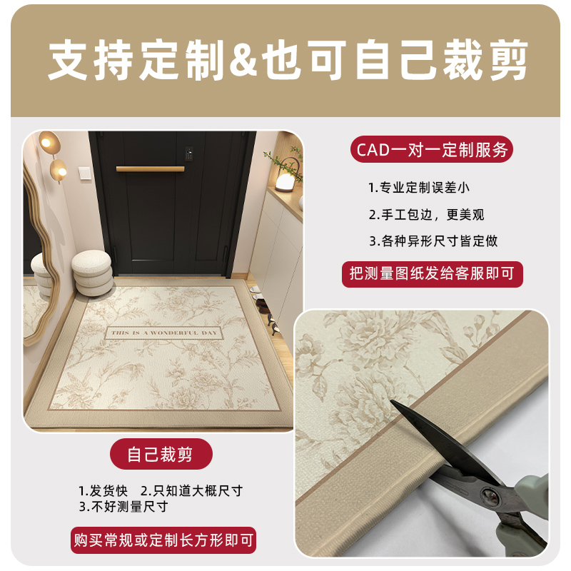 入户门地垫可擦免洗进门垫门口脚垫奶油风简约耐脏地毯家用可定制