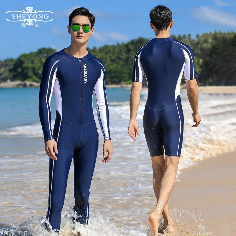 男游泳套装连体泳衣大码士潜水服装备2021长袖长裤衣0917z