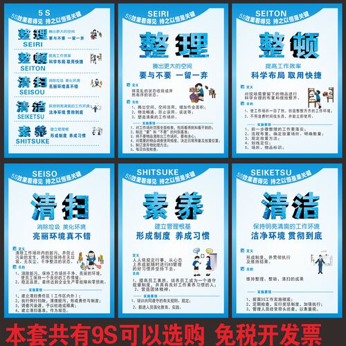 企业工厂车间9S/8S/7S/6S/ 5S质量J管理海报标语企业品质文化挂图