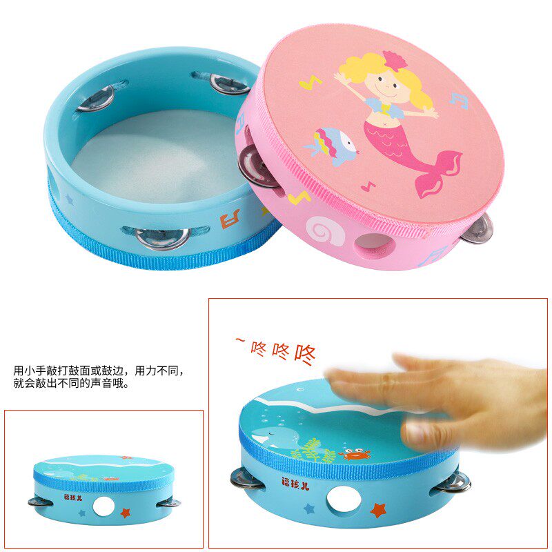幼儿园老师用铃鼓舞蹈婴儿童宝宝手摇手拍小手鼓打击乐器玩具