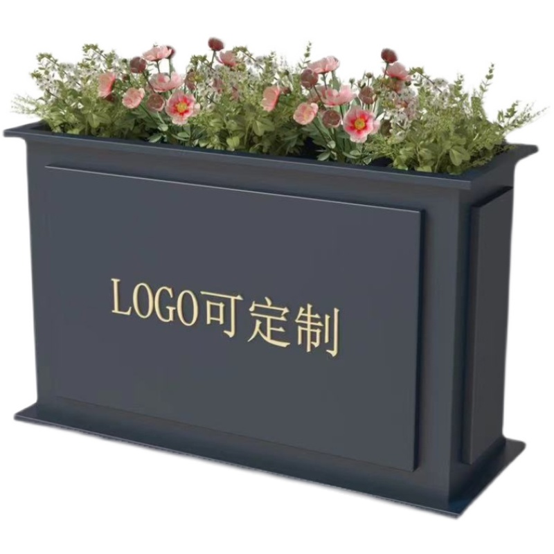 定制户外不锈钢花箱售楼部花盆室外铁艺花架商业街花坛成品花槽