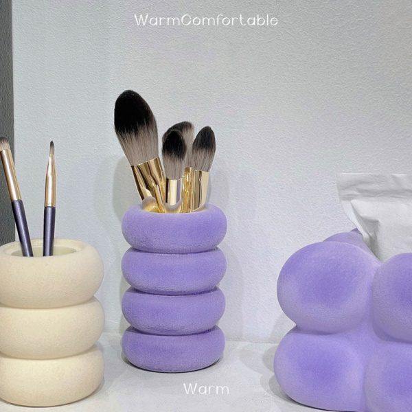 紫苏桃桃丝绒化妆刷收纳筒简约桌面陶瓷刷子收纳盒高级感装饰摆件,收纳整理,化妆刷收纳盒/桶,淘宝优惠券,粉丝福利购,淘宝优惠卷