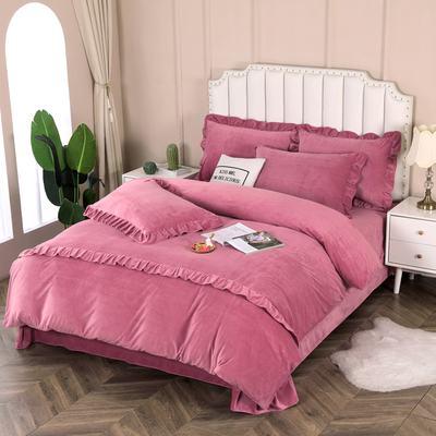 冬季加绒加厚g保暖被套单件水晶绒纯色牛奶绒大被罩三件套双人7x7