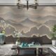 饰壁纸茶室山水墙纸水墨采耳馆 艺术背景墙装 现代装 修风3d格新中式
