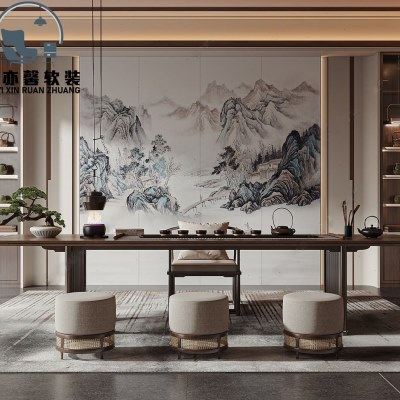 新中式定制刺绣硬包背景墙山水画沙发客厅电视背景板卧室床头软包,家装主材,背景墙软包,淘宝优惠券,粉丝福利购,淘宝优惠卷