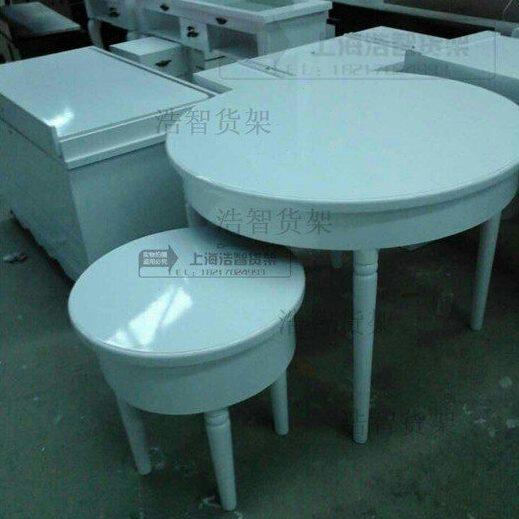 展示台流水台木质中岛柜时尚包包圆桌服装店展示桌烤漆鞋子高低