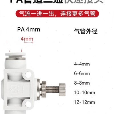 白色管道阀PA4快速插ASA12气管接头LSA6气管调速阀SA8节流阀PSA10