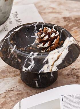 梵轻奢黑GNG花茜大理石烛金台客厅桌面样板间售楼处别墅软装饰品