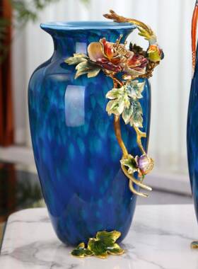 珐琅瓶彩璃花瓶摆欧件式玄关电视柜创意客FD-00144厅玻插花瓶家居