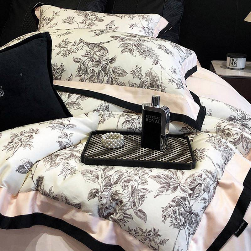 秋美式风100ML402S全棉磨毛四件数套棉冬花卉码印花被套纯床单床