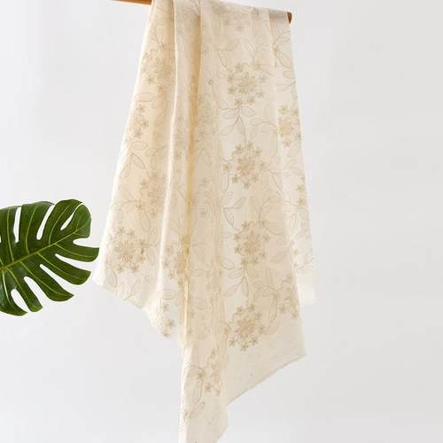 丝风格绳绣8叶花棉234324本色家底面布服蕾装料居布料