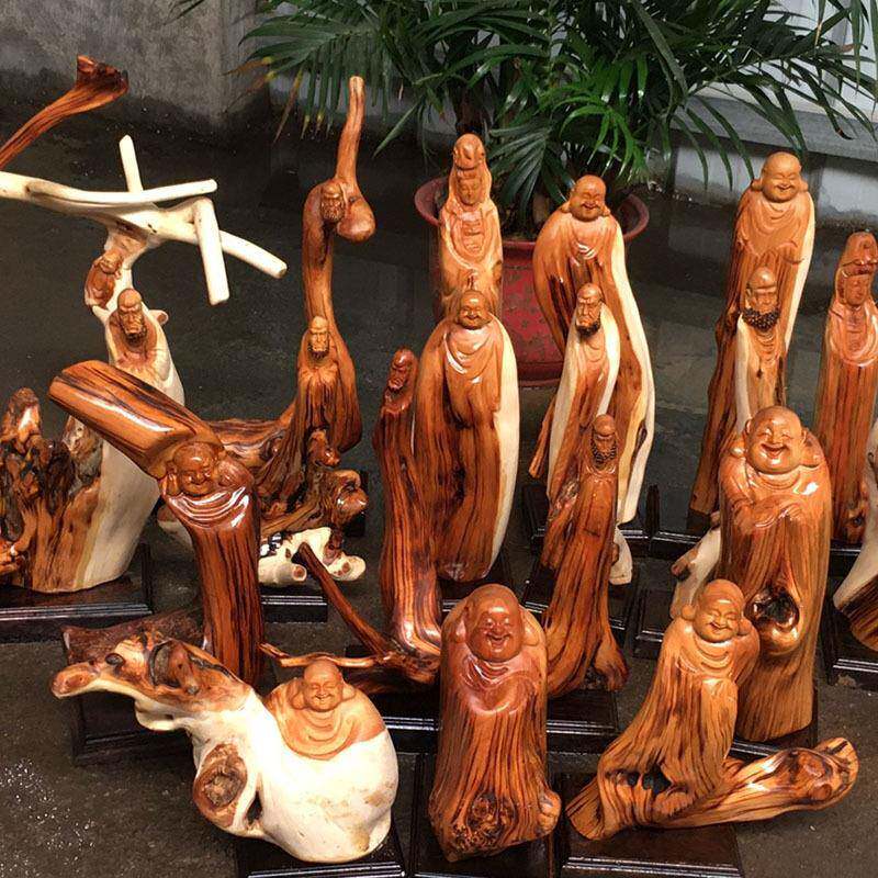 54588912直播件爆款刻崖柏摆件木雕佛像型摆陈化阴阳料手工雕观随