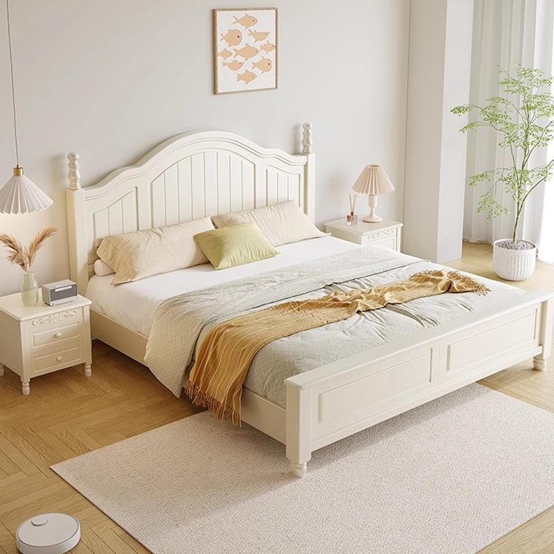 白色奶油全实木双人式床主美45689式简风约现代1卧米8法田园经济