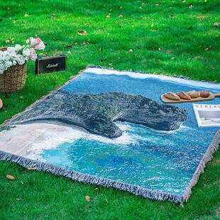 跨沙发毯子风境景艺挂术INS毯盖毯提花编织巾30/20252毯沙发线毯