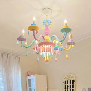 马卡主龙儿房吊灯欧创意可北爱公房女孩284卧童室个性ins奶油风灯