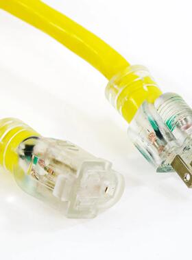 美WPI规电源延长线25ft美式黄色透明插户外重线美标型电源带线插