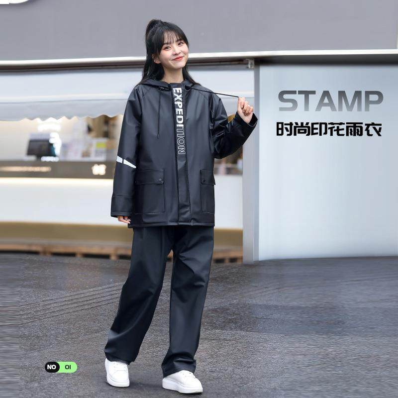 无品牌/分暴体雨衣雨裤套装全外防雨卖防水服反光摩身托车雨衣套