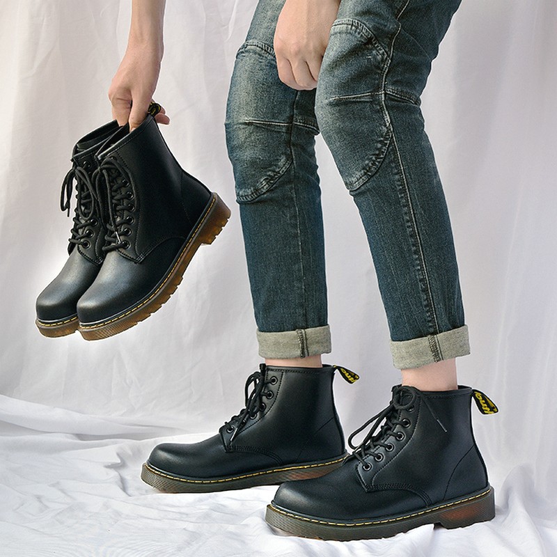 马丁靴男鞋女鞋高帮英伦高筒皮靴黑色经典1460中筒工装中帮短靴子