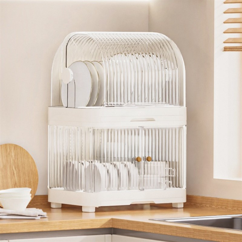 装碗筷收纳箱家用碗碟收纳盒翻盖碗盘收纳柜大容量带盖带沥水收纳