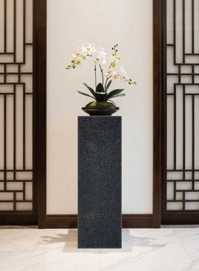 天然洞石底座座玄关装饰立柱花盆高低摆台大理石摆件底座高端定制