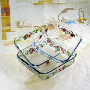 韩国玻璃烤盘蒸烤箱专用器皿耐热家用微波炉蒸鱼蒸盘捞汁海鲜盘子