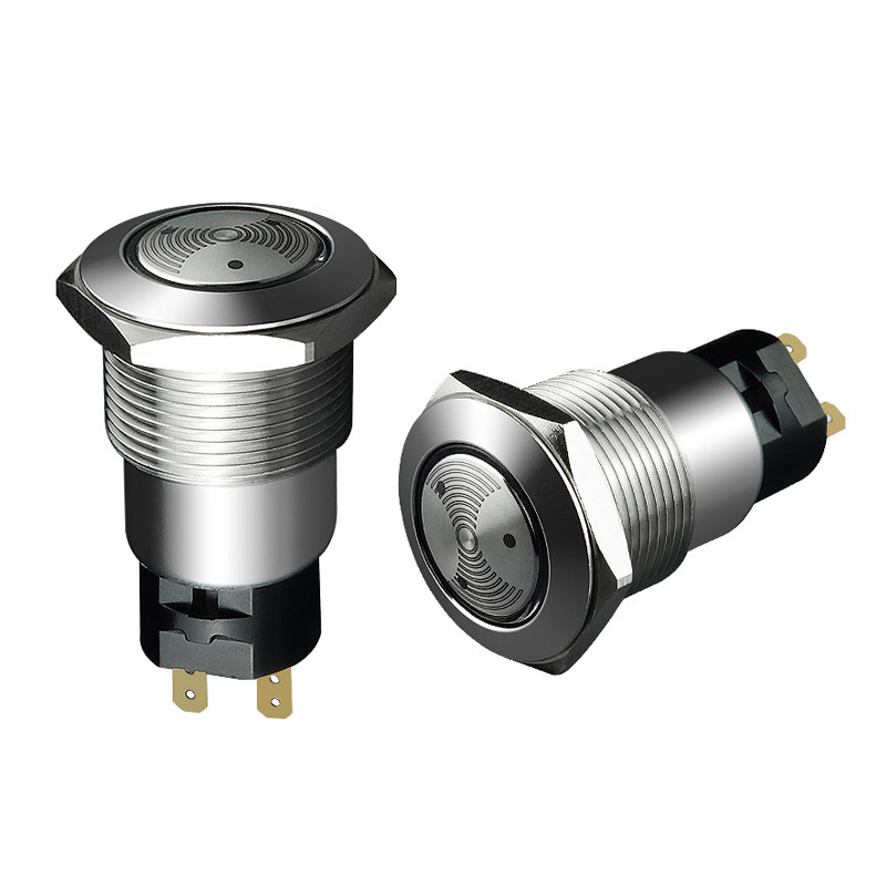 不锈钢金属蜂鸣器常响常亮led环形红灯19/22mm防水信号指示灯12v