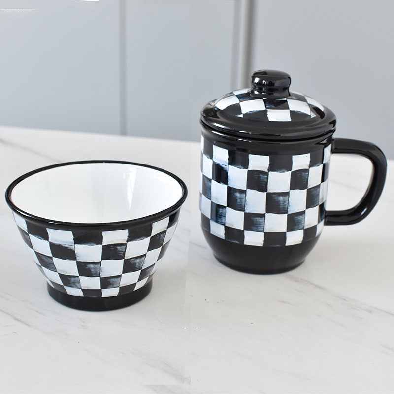 肥龙搪瓷保温含盖茶杯全瓷内胆双层水杯子礼品隔热保冷防烫有把手