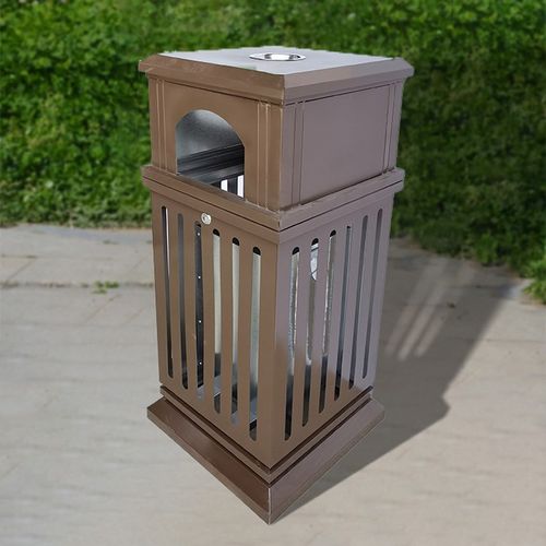 户外小区单桶垃圾桶 高档别墅庭院果皮箱 户外古铜色垃圾箱