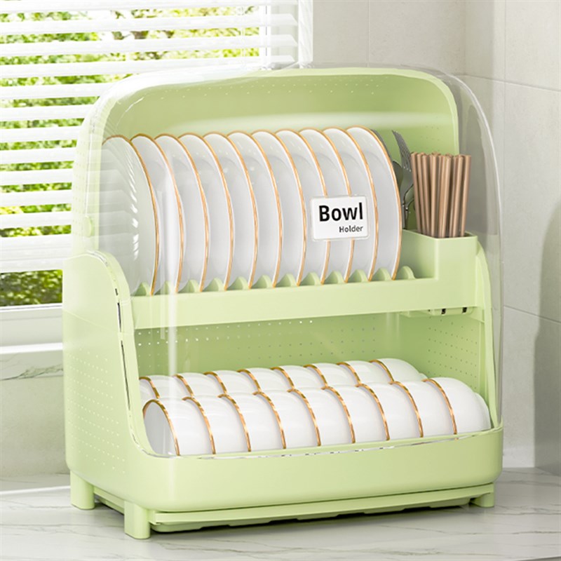 碗筷收纳盒碗盘柜厨房家用大容量透明防尘餐具沥水置物放碗碟收纳