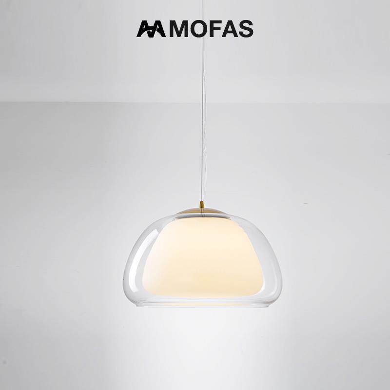 MOFA876S创丹麦奶油风餐果冻北灯厅欧简约床头吧台过道意玻璃小吊