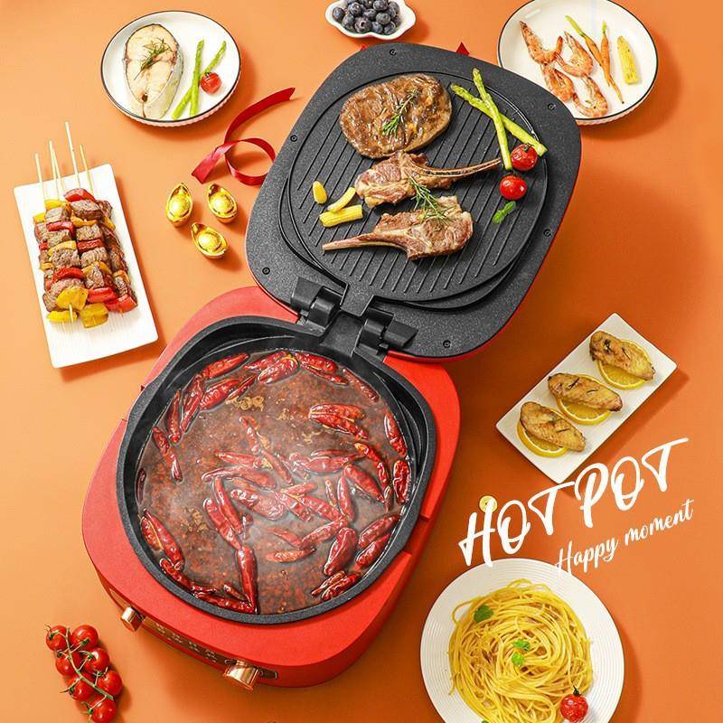 夏盾体多功能加深可拆洗电饼铛薄涮烤一锅SW-1800W双加面热饼机电