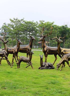 院仿仿铜鹿园铜抽象梅鹿玻璃钢户外林景观庭售楼部房地产装饰花雕