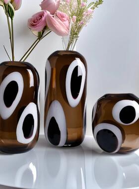 北创厅意烟灰色螺纹饰21572琉璃花瓶摆件客餐厅玄关样欧板房桌面