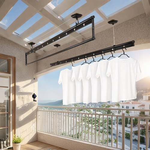 手双摇升降晾衣架圆三杆阳38台晾晒降挂衣杆铝合衣金加厚升手动晾