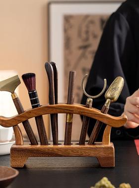 胡桃木茶具道架子六君子套装配大全240526-2茶桌茶刀茶夹茶泡茶工