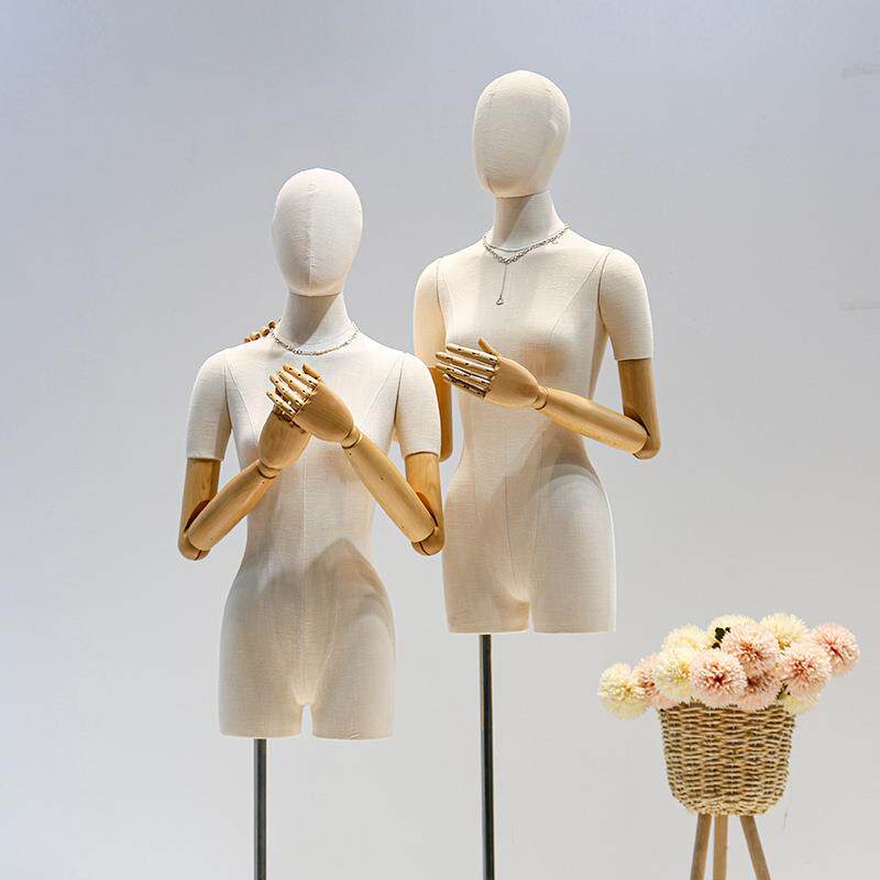 服装店高档竹节麻模特道女展半身韩锁骨具107橱窗示版架半身人偶