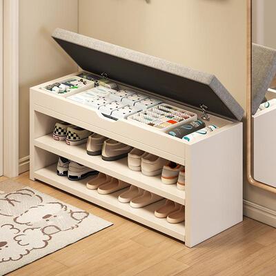 入户门口实木芯换鞋凳玄关坐可收纳鞋坐柜凳一体JIG鞋架进可门鞋